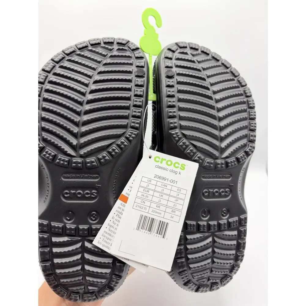 Crocs Classic Clog Sandal Black Kids Size J3 NWT